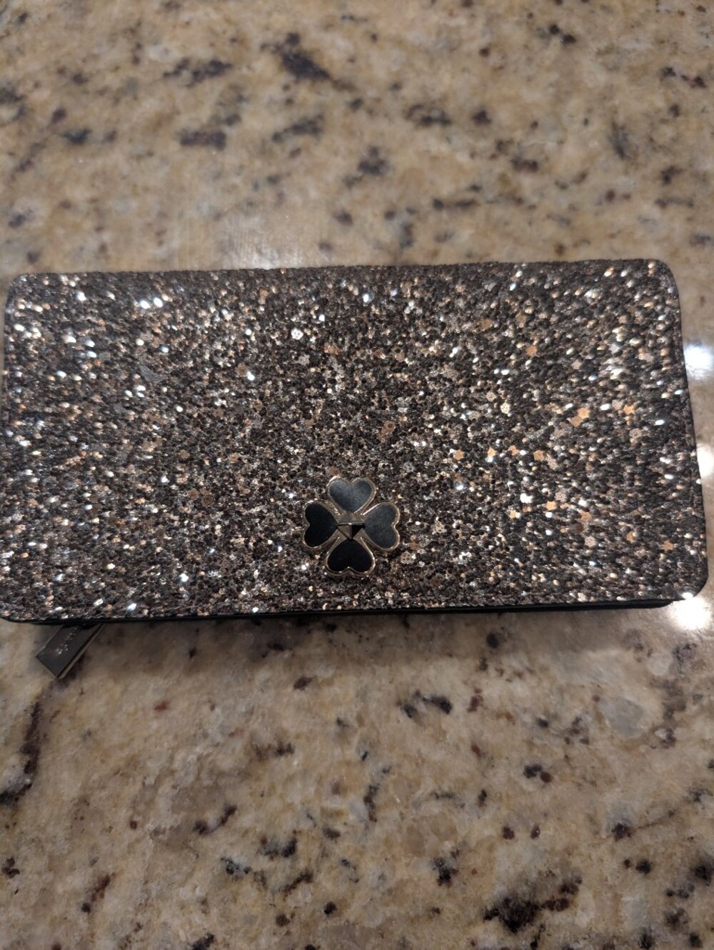 Kate Spade Gold Glitter Odette Slim Bifold Wallet